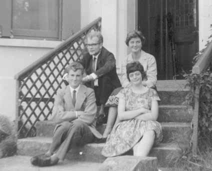 1962. Ballycastle, county Antrim. Nigel and Russon, with hosts' daughter Jennifer and her cousin