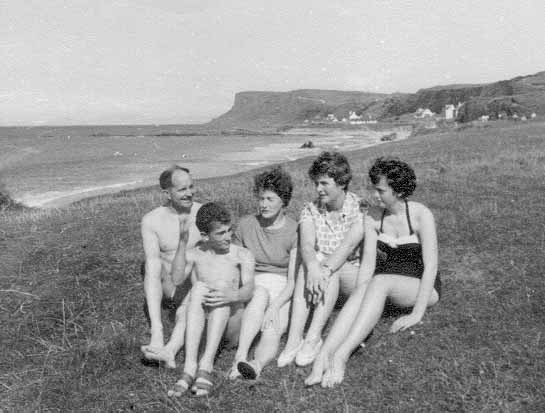1962. Ballycastle. Dad, Nigel, Mum, Jennifer and cousin