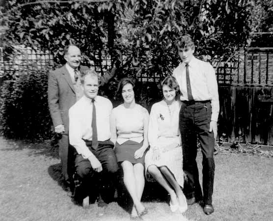 1964. Maybush Rd. Brenda and Nigel, with Dad, Russon and Kay