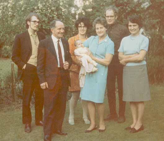1968. Nigel, Dad, Kay, Mum, Russon, Auntie Freda and baby Catherine