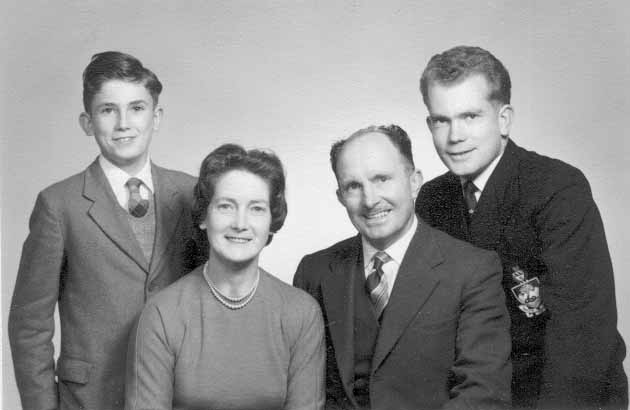 1960. Studio photograph of Nigel, Mum, Dad and Russon